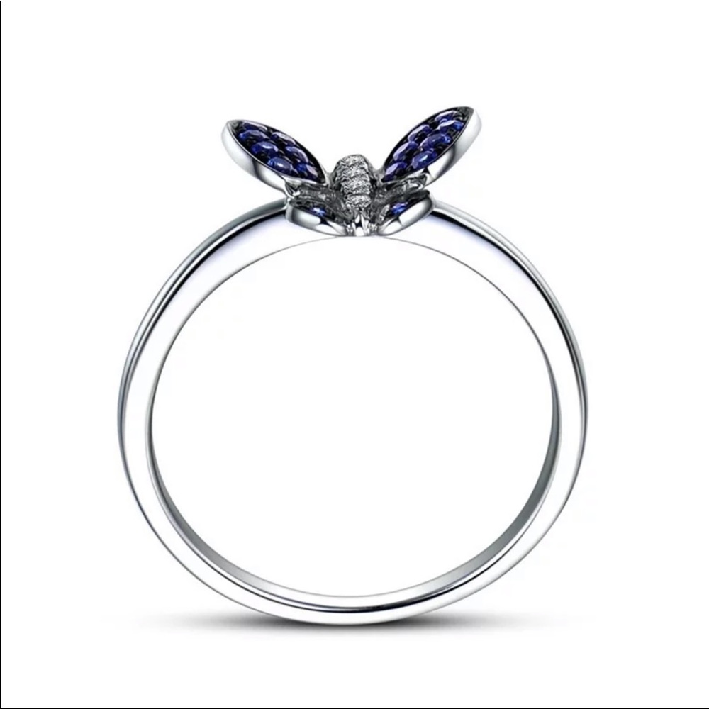 New Women’s 925 Silver Sapphire Butterfly Ring - Picture 4 of 5